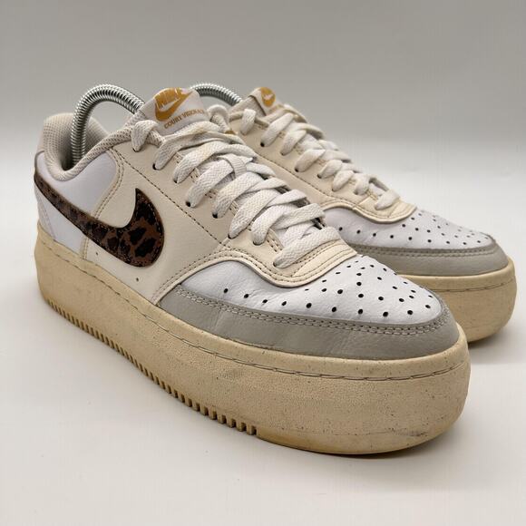 Nike Court Vision Alta Shoes Womens Size 10 Platform Leopard Print‎ DO2791-100 - Picture 5 of 10